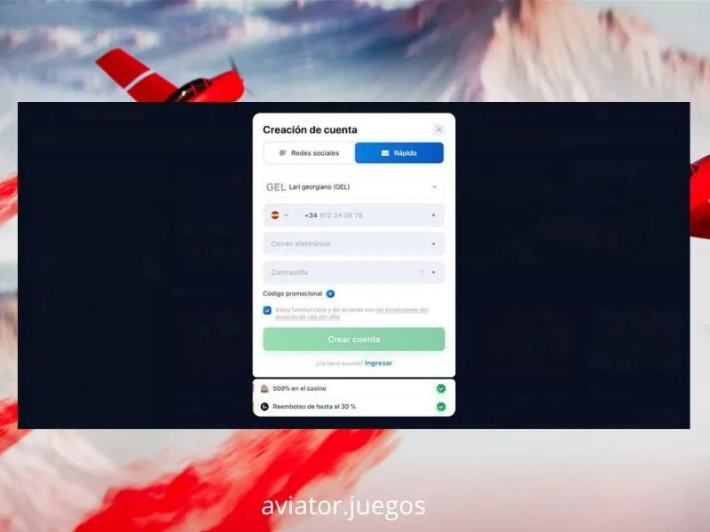 Página principal del casino 1win con acceso directo al juego Aviator