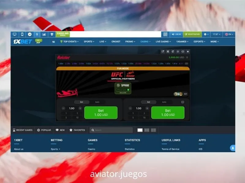 Jogue o Aviator no casino 1xbet