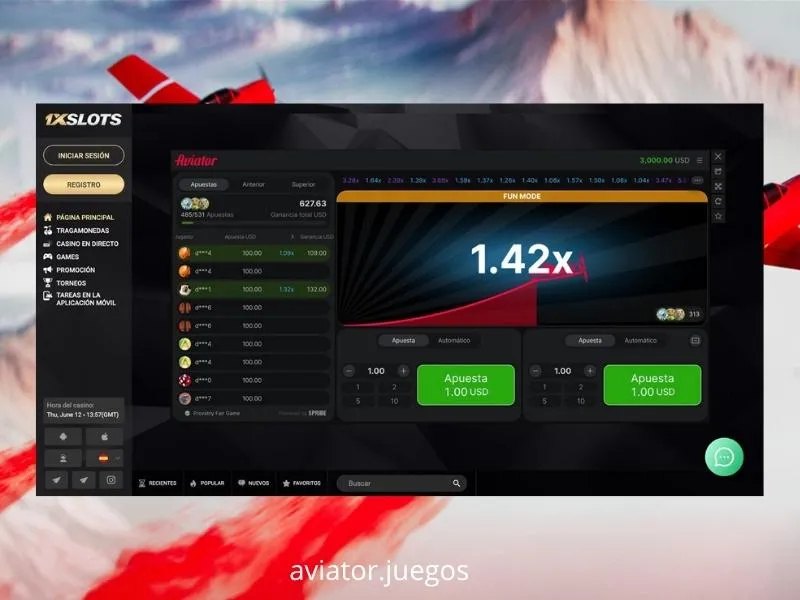 O Aviator está disponível no casino 1xslots