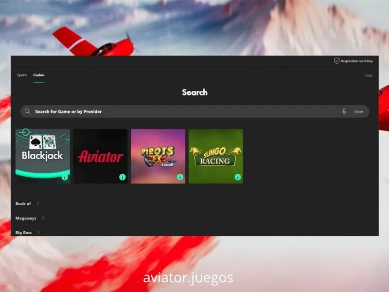 O Aviator está disponível no casino Bet365