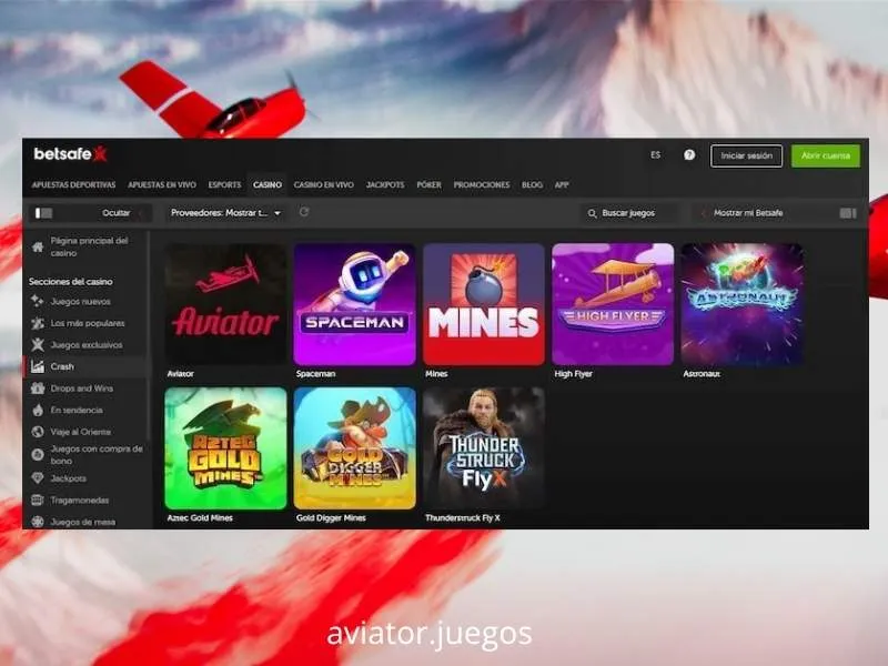 O Aviator está disponível no casino Betsafe