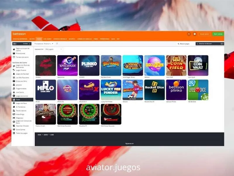 O Aviator está disponível no casino Betsson
