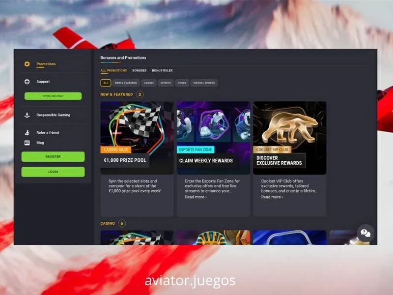 Detalle del welcome pack deportivo y casino en Coolbet