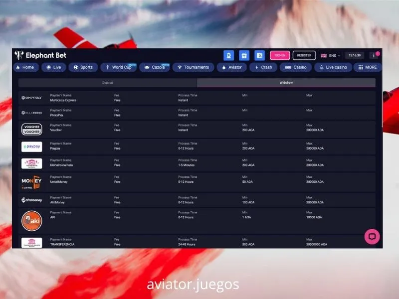 Imagem do jogo «crash» Aviator integrado na plataforma Elephant Bet, regulamentada pela IGJ