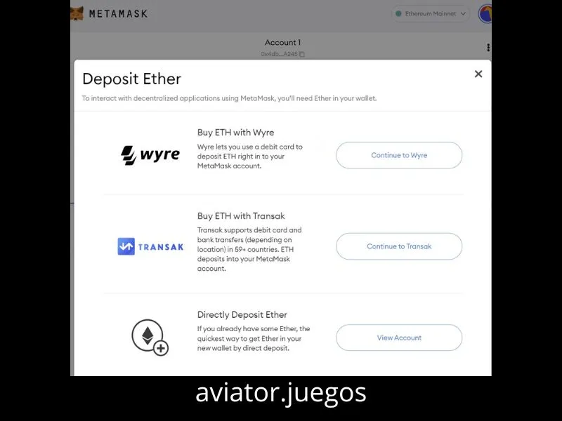 Recarregue o seu saldo no Aviator através do Ethereum