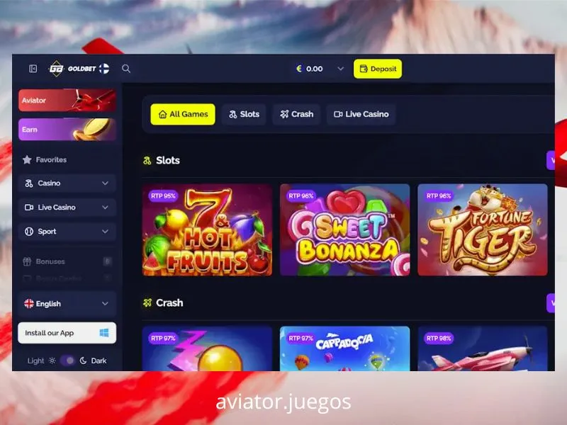 O Aviator está disponível no casino GoldBet