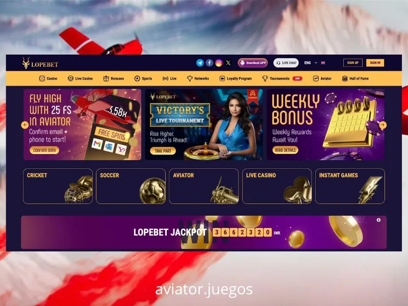 O Aviator está disponível no casino Lopebet