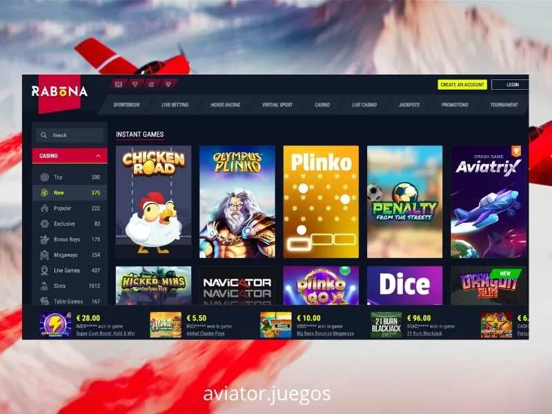 O Aviator está disponível no casino Rabona