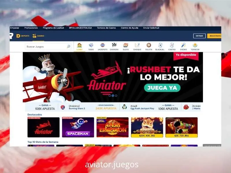 Aviator juega en el casino Rushbet
