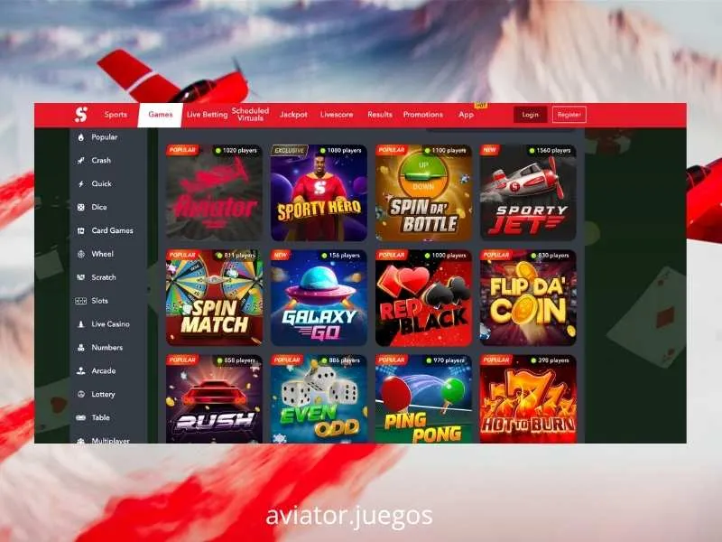 O Aviator está disponível no casino SportyBet