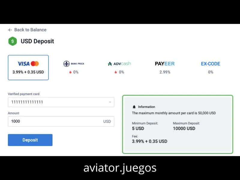 Processo para levantar prémios do Aviator para um cartão Visa através do Visa Direct