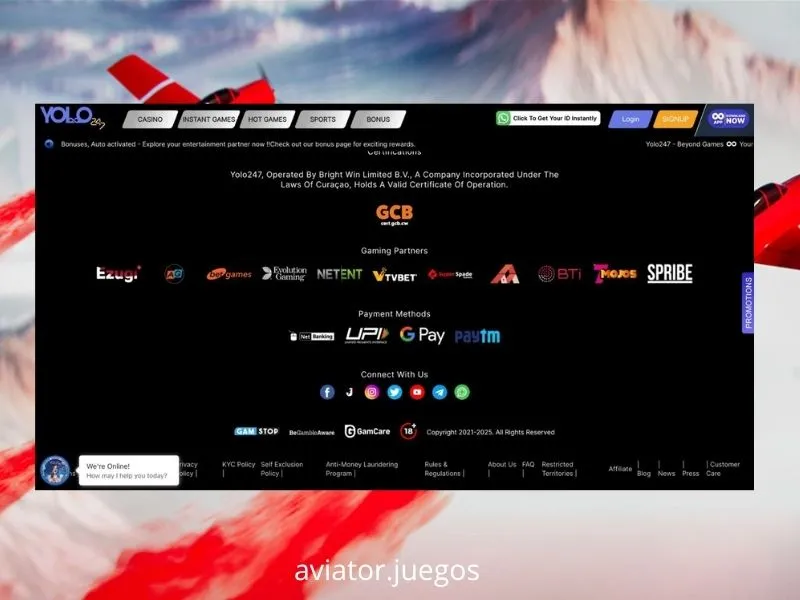 Interface de acesso ao jogo Aviator com painel de apostas pronto para a primeira ronda na Yolo247