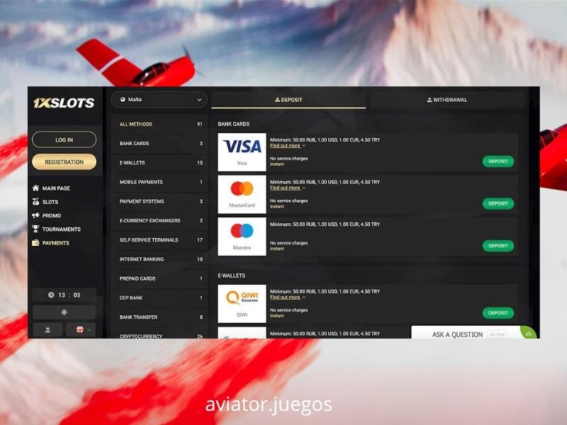 Empezar a jugar a Aviator en 1xSlots