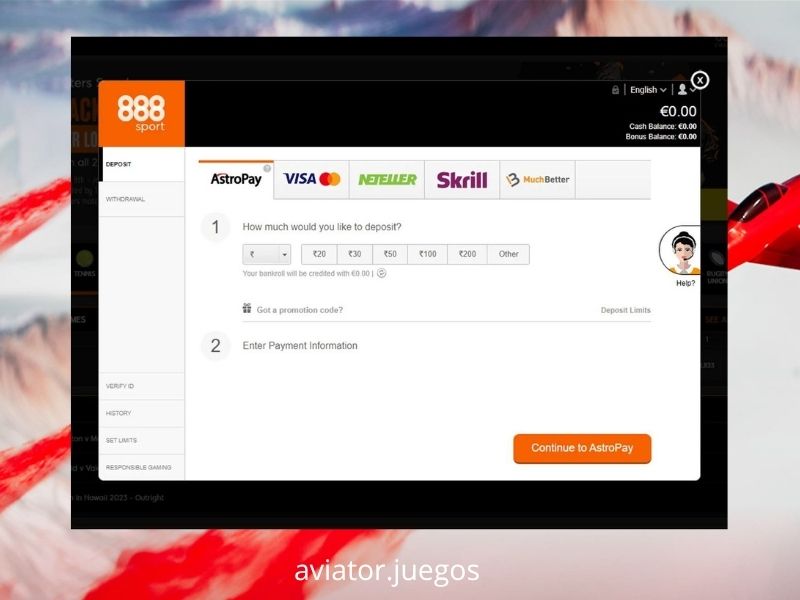 Empezar a jugar a Aviator en 888bets