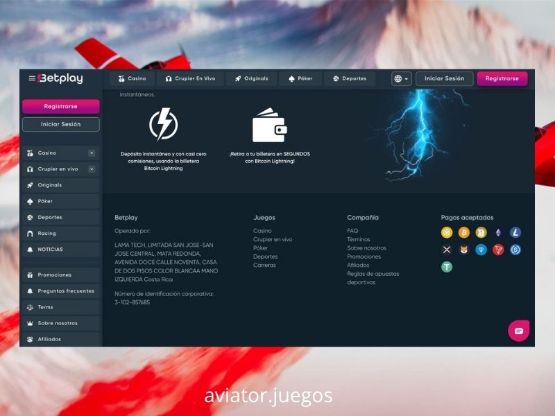 Empezar a jugar a Aviator en Betplay