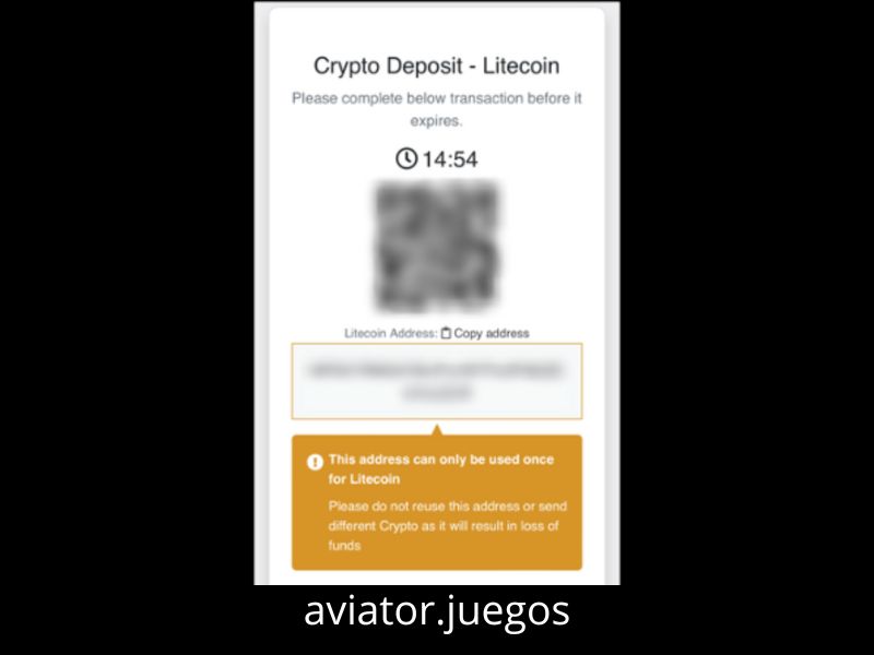 Recarga tu depósito en Aviator a través de Litecoin