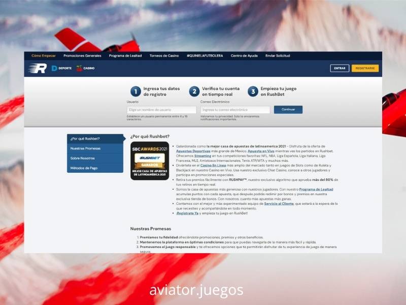 Empezar a jugar a Aviator en Rushbet